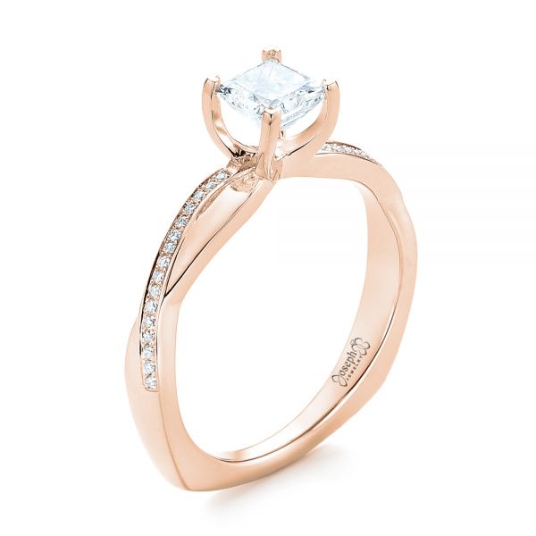 14k Rose Gold 14k Rose Gold Custom Diamond Engagement Ring - Three-Quarter View -  103637