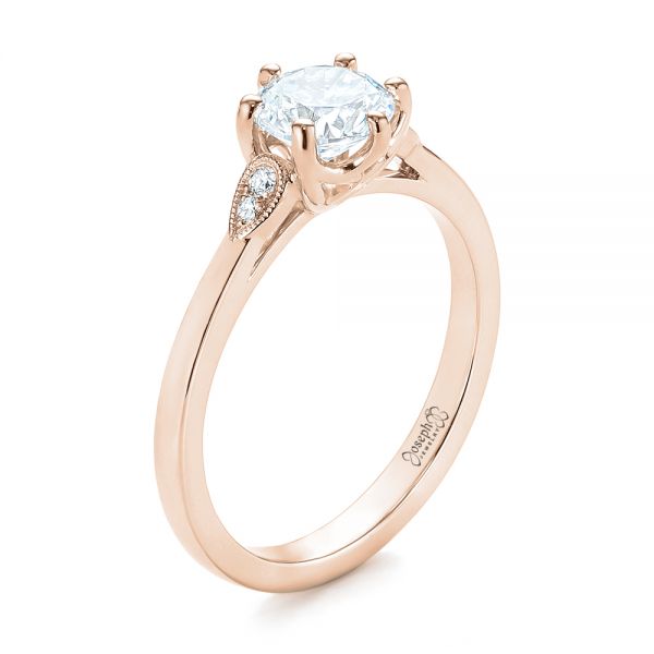 18k Rose Gold 18k Rose Gold Custom Diamond Engagement Ring - Three-Quarter View -  104329