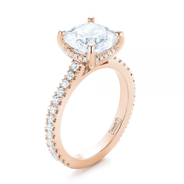 18k Rose Gold 18k Rose Gold Custom Diamond Engagement Ring - Three-Quarter View -  104401