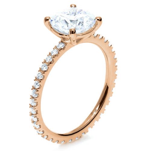14k Rose Gold 14k Rose Gold Custom Diamond Engagement Ring - Three-Quarter View -  1104