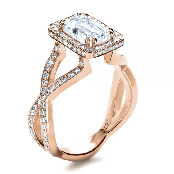 14k Rose Gold 14k Rose Gold Custom Diamond Engagement Ring - Three-Quarter View -  1159