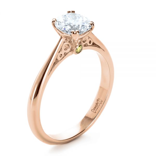 18k Rose Gold 18k Rose Gold Custom Diamond Engagement Ring - Three-Quarter View -  1162