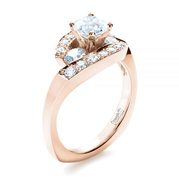 14k Rose Gold 14k Rose Gold Custom Diamond Engagement Ring - Three-Quarter View -  1302
