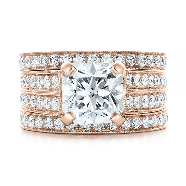 18k Rose Gold 18k Rose Gold Custom Diamond Engagement Ring - Three-Quarter View -  102042