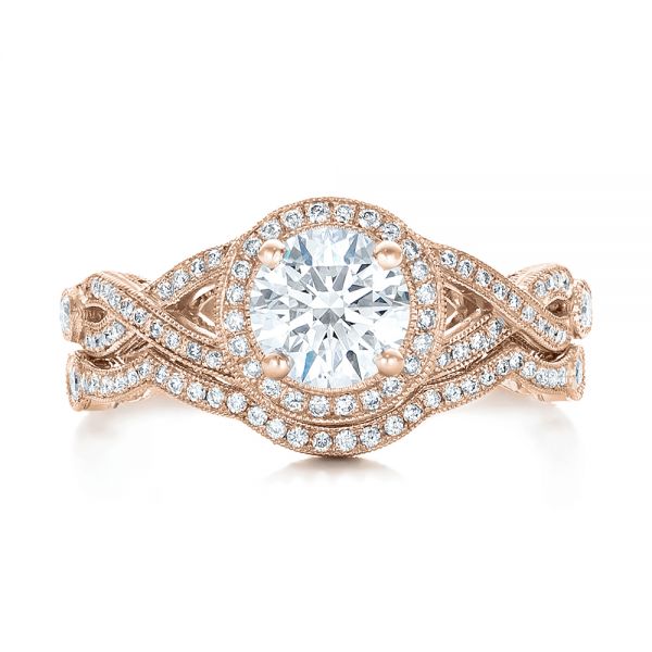 14k Rose Gold 14k Rose Gold Custom Diamond Engagement Ring - Three-Quarter View -  102138