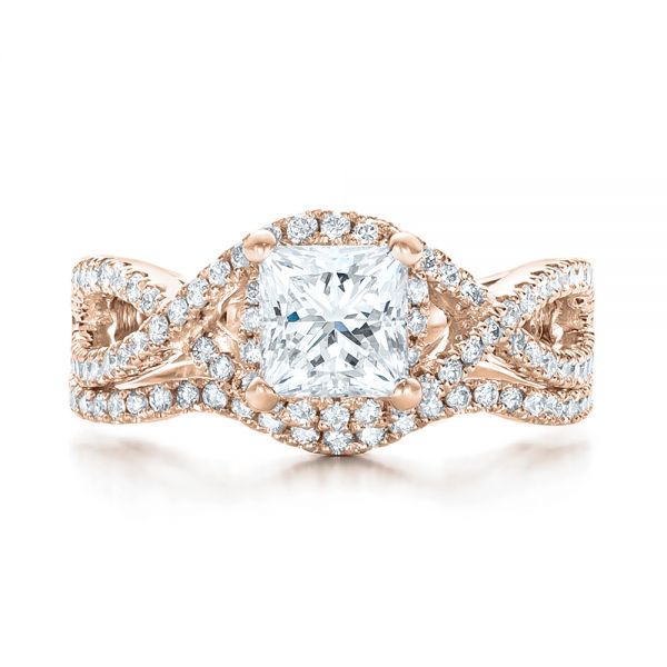 14k Rose Gold 14k Rose Gold Custom Diamond Engagement Ring - Three-Quarter View -  102148