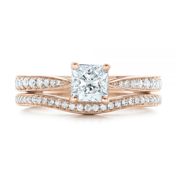 14k Rose Gold 14k Rose Gold Custom Diamond Engagement Ring - Three-Quarter View -  102253