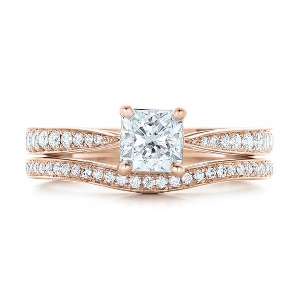 18k Rose Gold 18k Rose Gold Custom Diamond Engagement Ring - Three-Quarter View - 102253