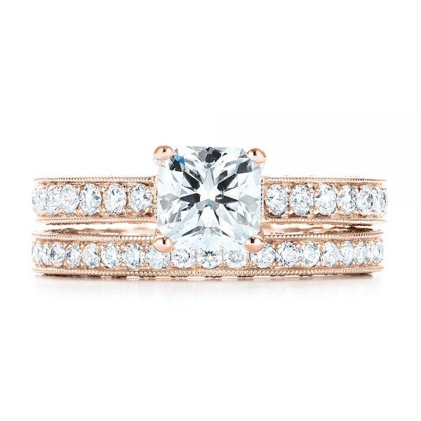 18k Rose Gold 18k Rose Gold Custom Diamond Engagement Ring - Three-Quarter View -  103303