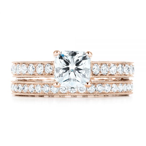18k Rose Gold 18k Rose Gold Custom Diamond Engagement Ring - Three-Quarter View - 103303