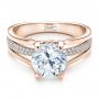14k Rose Gold 14k Rose Gold Custom Diamond Engagement Ring - Flat View -  100035 - Thumbnail