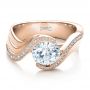 18k Rose Gold 18k Rose Gold Custom Diamond Engagement Ring - Flat View -  100069 - Thumbnail