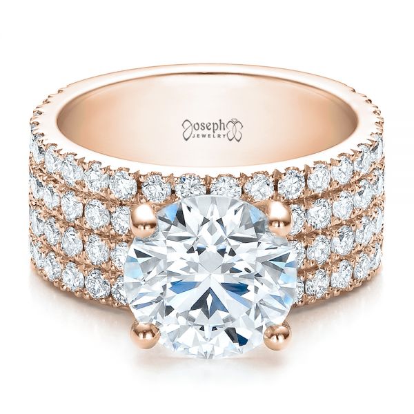 18k Rose Gold 18k Rose Gold Custom Diamond Engagement Ring - Flat View - 100102