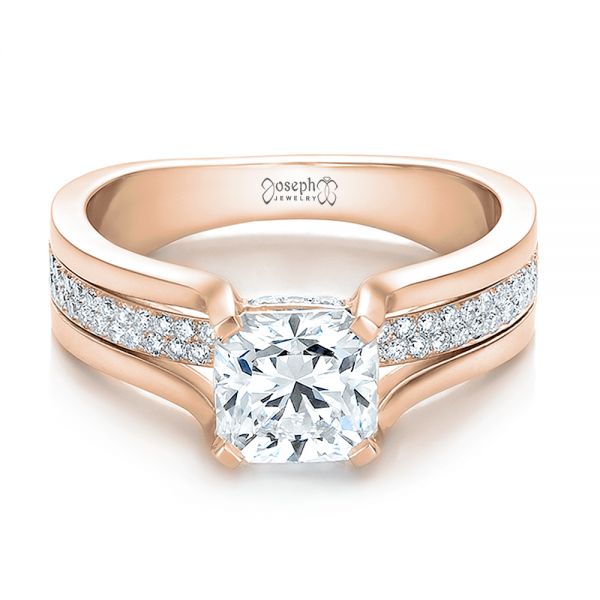 14k Rose Gold 14k Rose Gold Custom Diamond Engagement Ring - Flat View -  100610