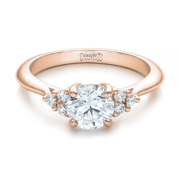 18k Rose Gold 18k Rose Gold Custom Diamond Engagement Ring - Flat View -  100810