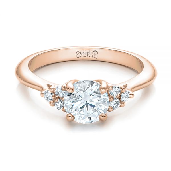 14k Rose Gold 14k Rose Gold Custom Diamond Engagement Ring - Flat View - 100810