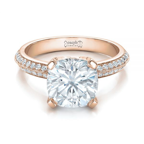 18k Rose Gold 18k Rose Gold Custom Diamond Engagement Ring - Flat View -  100839