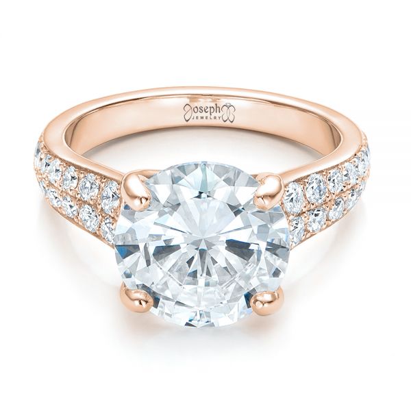 14k Rose Gold 14k Rose Gold Custom Diamond Engagement Ring - Flat View -  100872