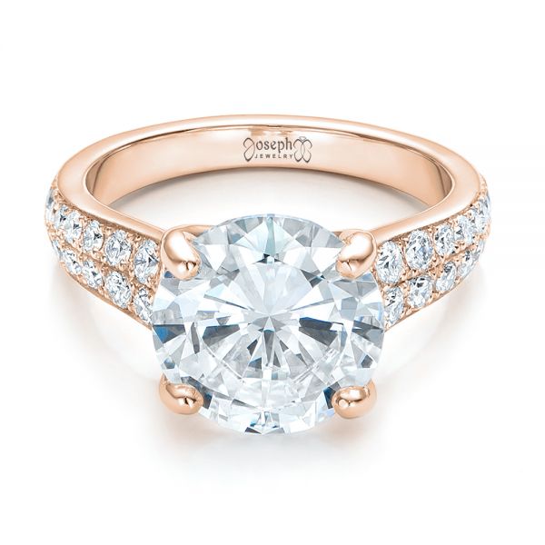 18k Rose Gold 18k Rose Gold Custom Diamond Engagement Ring - Flat View - 100872