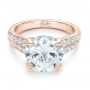 18k Rose Gold 18k Rose Gold Custom Diamond Engagement Ring - Flat View -  100872 - Thumbnail