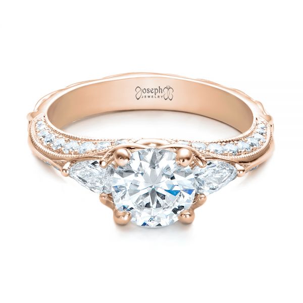 18k Rose Gold 18k Rose Gold Custom Diamond Engagement Ring - Flat View -  101229