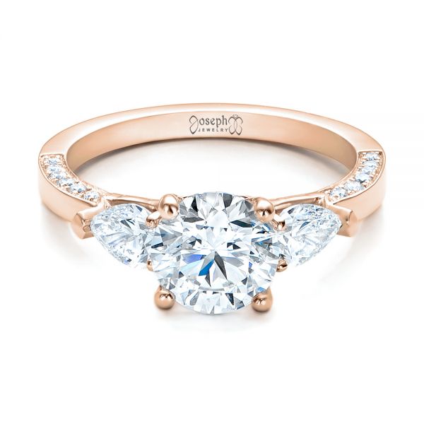 18k Rose Gold 18k Rose Gold Custom Diamond Engagement Ring - Flat View -  101230