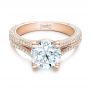 18k Rose Gold 18k Rose Gold Custom Diamond Engagement Ring - Flat View -  101994 - Thumbnail