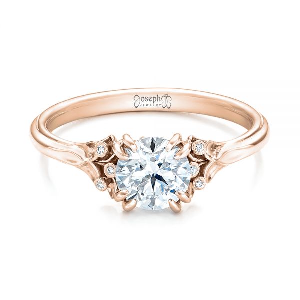 14k Rose Gold 14k Rose Gold Custom Diamond Engagement Ring - Flat View - 102024