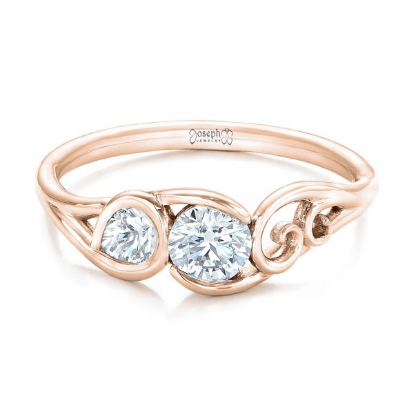 18k Rose Gold 18k Rose Gold Custom Diamond Engagement Ring - Flat View -  102089