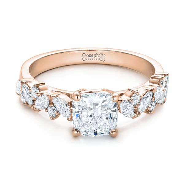 14k Rose Gold 14k Rose Gold Custom Diamond Engagement Ring - Flat View -  102092