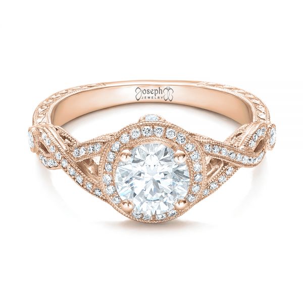 18k Rose Gold 18k Rose Gold Custom Diamond Engagement Ring - Flat View -  102138