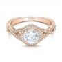 18k Rose Gold 18k Rose Gold Custom Diamond Engagement Ring - Flat View -  102138 - Thumbnail