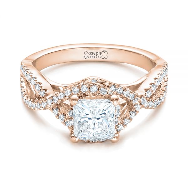 18k Rose Gold 18k Rose Gold Custom Diamond Engagement Ring - Flat View -  102148