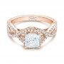 18k Rose Gold 18k Rose Gold Custom Diamond Engagement Ring - Flat View -  102148 - Thumbnail