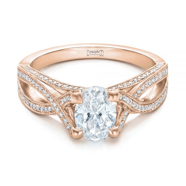 18k Rose Gold 18k Rose Gold Custom Diamond Engagement Ring - Flat View -  102239