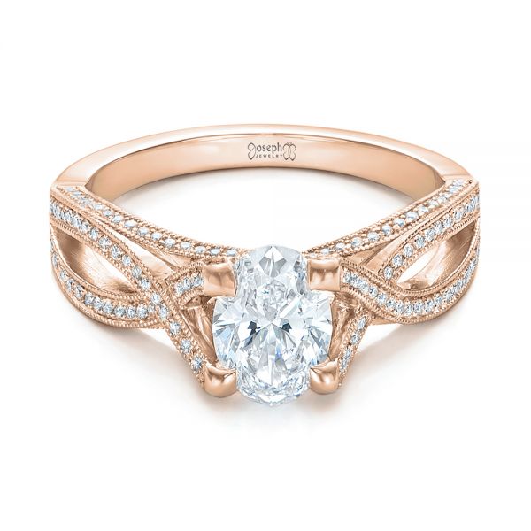 14k Rose Gold 14k Rose Gold Custom Diamond Engagement Ring - Flat View - 102239
