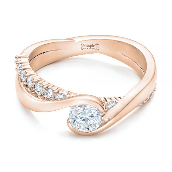 18k Rose Gold 18k Rose Gold Custom Diamond Engagement Ring - Flat View -  102277