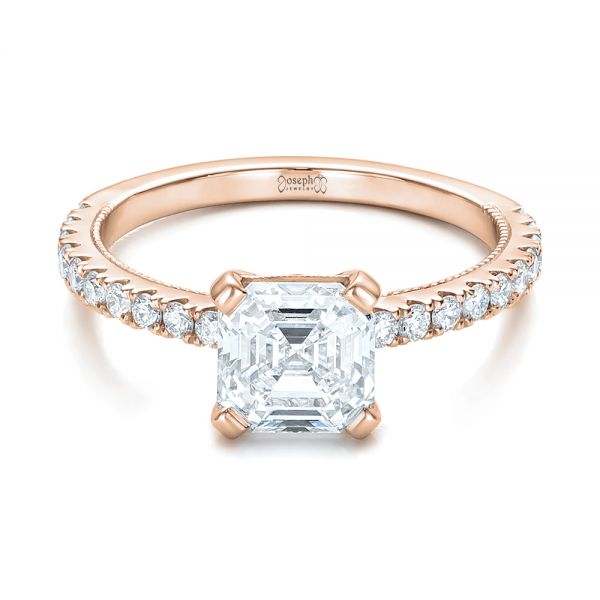 18k Rose Gold 18k Rose Gold Custom Diamond Engagement Ring - Flat View -  102289