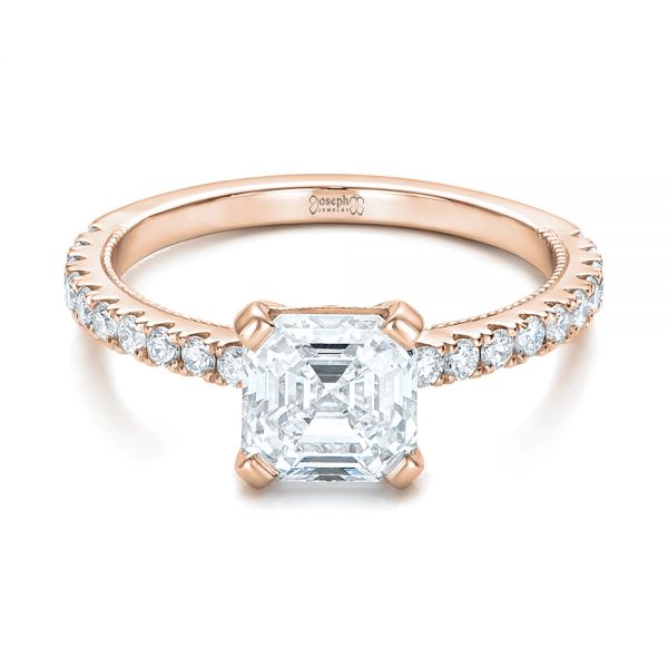 14k Rose Gold 14k Rose Gold Custom Diamond Engagement Ring - Flat View - 102289