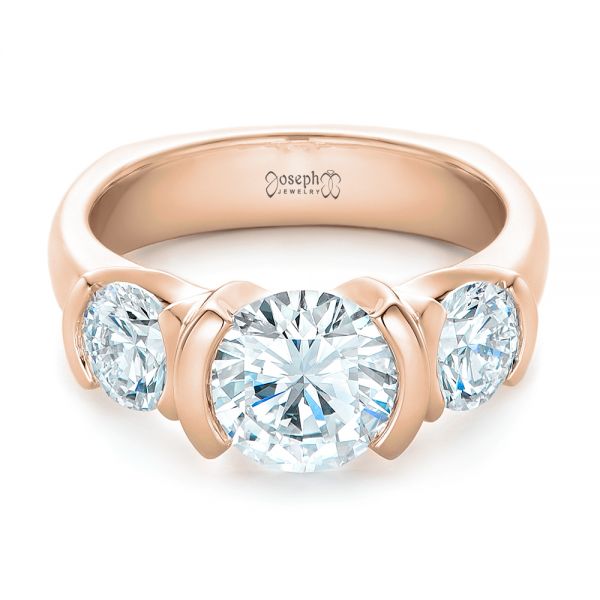 18k Rose Gold 18k Rose Gold Custom Diamond Engagement Ring - Flat View -  102296