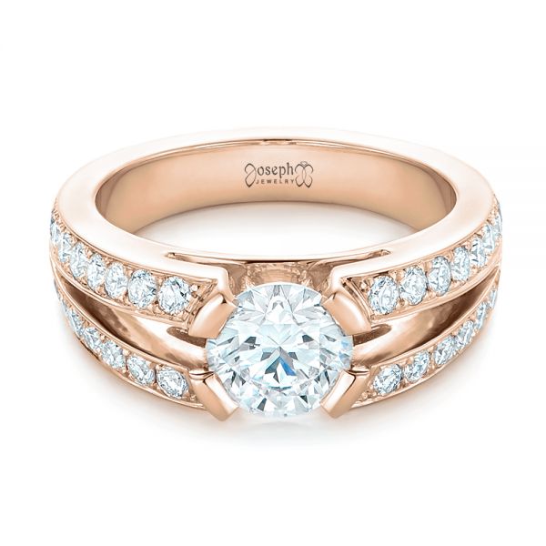 14k Rose Gold 14k Rose Gold Custom Diamond Engagement Ring - Flat View -  102307