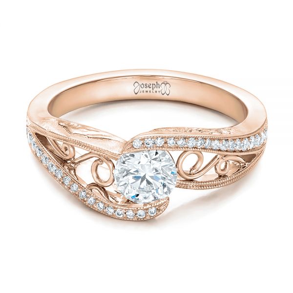 18k Rose Gold 18k Rose Gold Custom Diamond Engagement Ring - Flat View -  102315