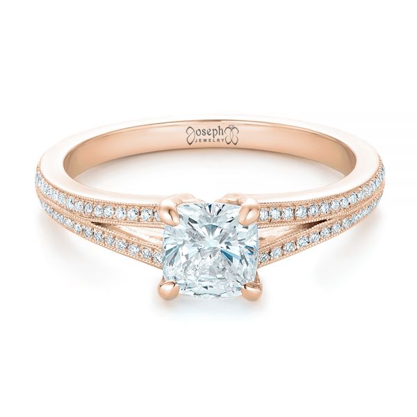 18k Rose Gold 18k Rose Gold Custom Diamond Engagement Ring - Flat View -  102325