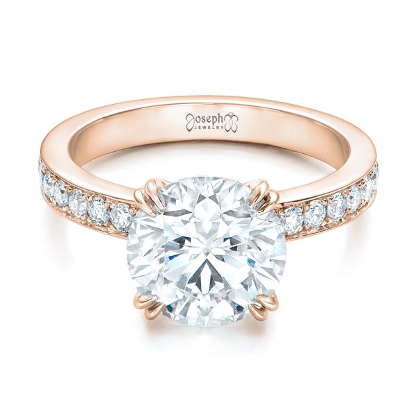 18k Rose Gold 18k Rose Gold Custom Diamond Engagement Ring - Flat View -  102339