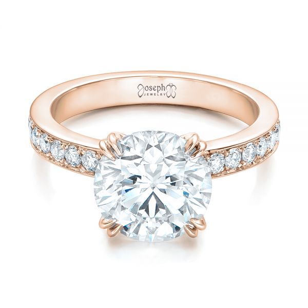 14k Rose Gold 14k Rose Gold Custom Diamond Engagement Ring - Flat View - 102339
