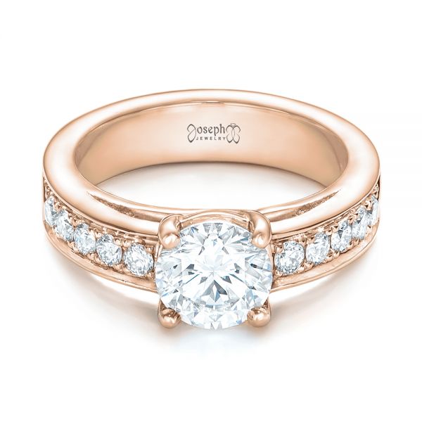 14k Rose Gold 14k Rose Gold Custom Diamond Engagement Ring - Flat View -  102345