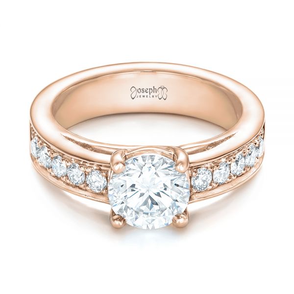 14k Rose Gold 14k Rose Gold Custom Diamond Engagement Ring - Flat View - 102345