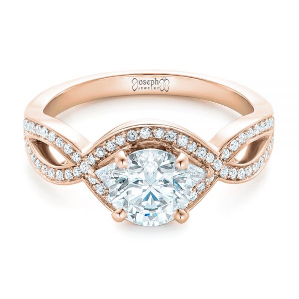14k Rose Gold 14k Rose Gold Custom Diamond Engagement Ring - Flat View -  102354