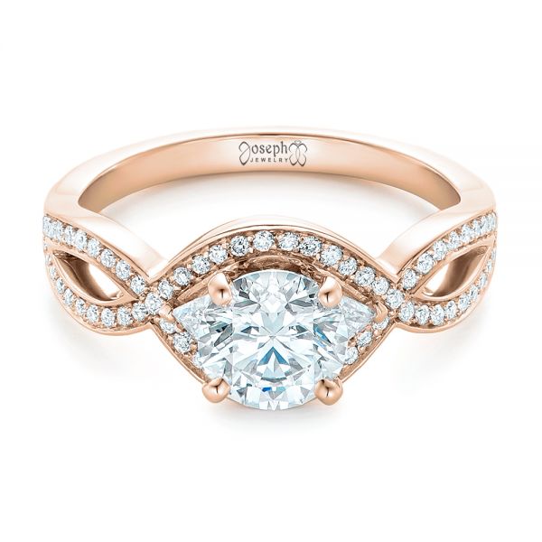 14k Rose Gold 14k Rose Gold Custom Diamond Engagement Ring - Flat View - 102354