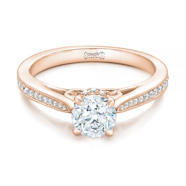 14k Rose Gold 14k Rose Gold Custom Diamond Engagement Ring - Flat View -  102363